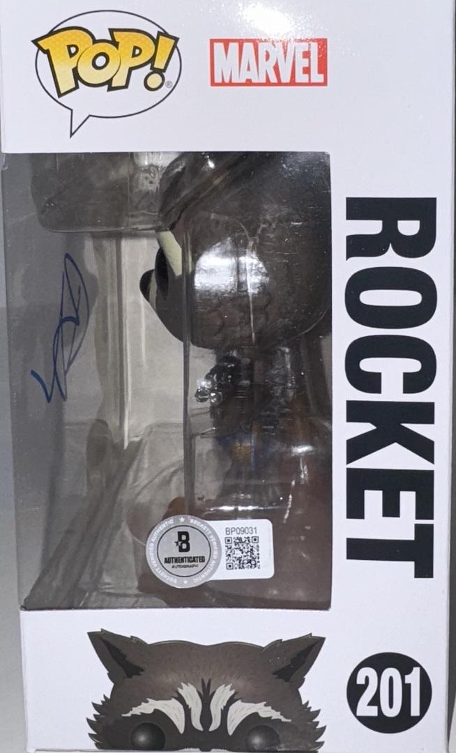 Bradley Cooper Signed Funko Pop #201 "Rocket Raccoon" GOTG - Beckett COA #03