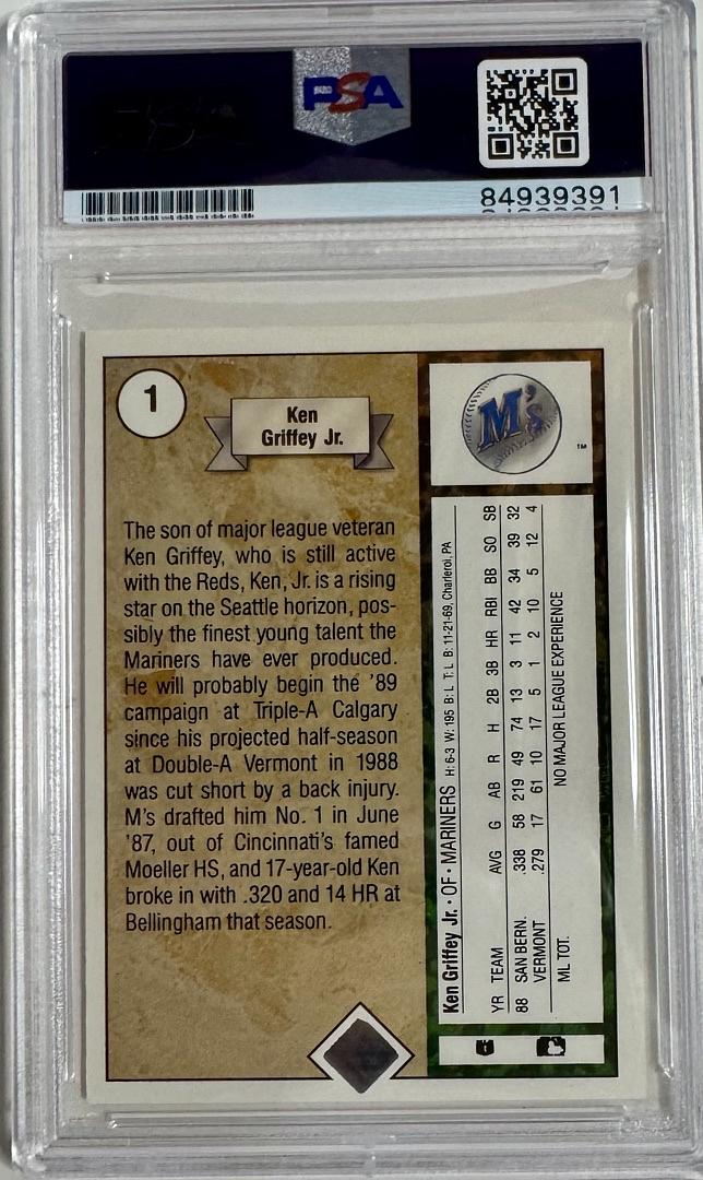 Ken Griffey Jr Signed 1989 Upper Deck Rookie Card *RARE* - PSA Auto COA