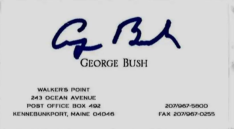 George Bush Signed Business Card - PSA COA Kennebunkport