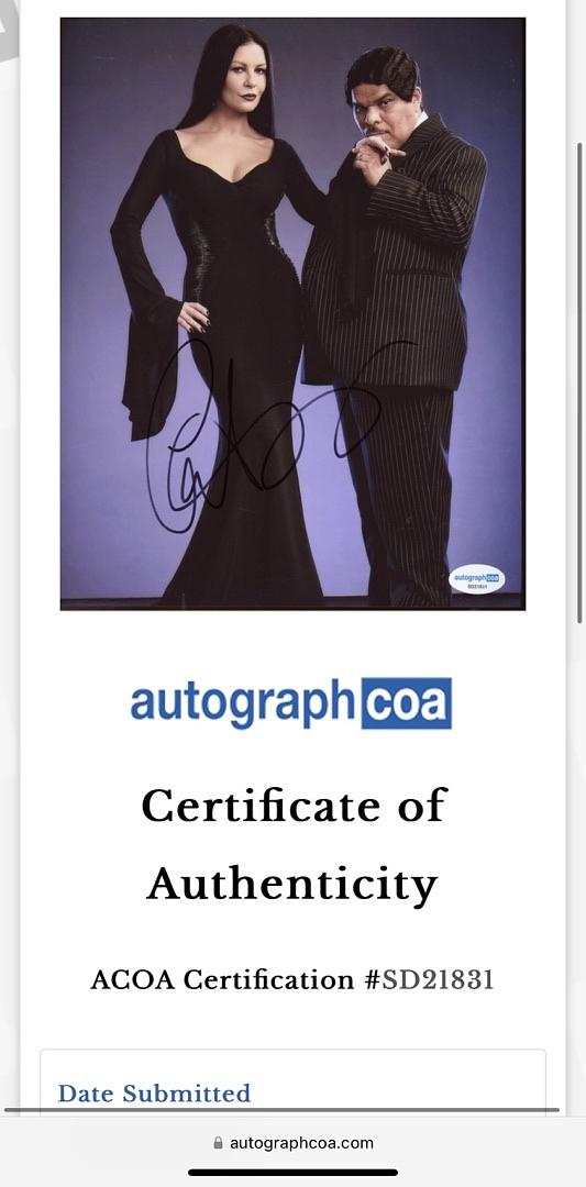 Catherine Zeta-Jones Signed 8x10 Photo (Morticia / Addams Family) - ACOA
