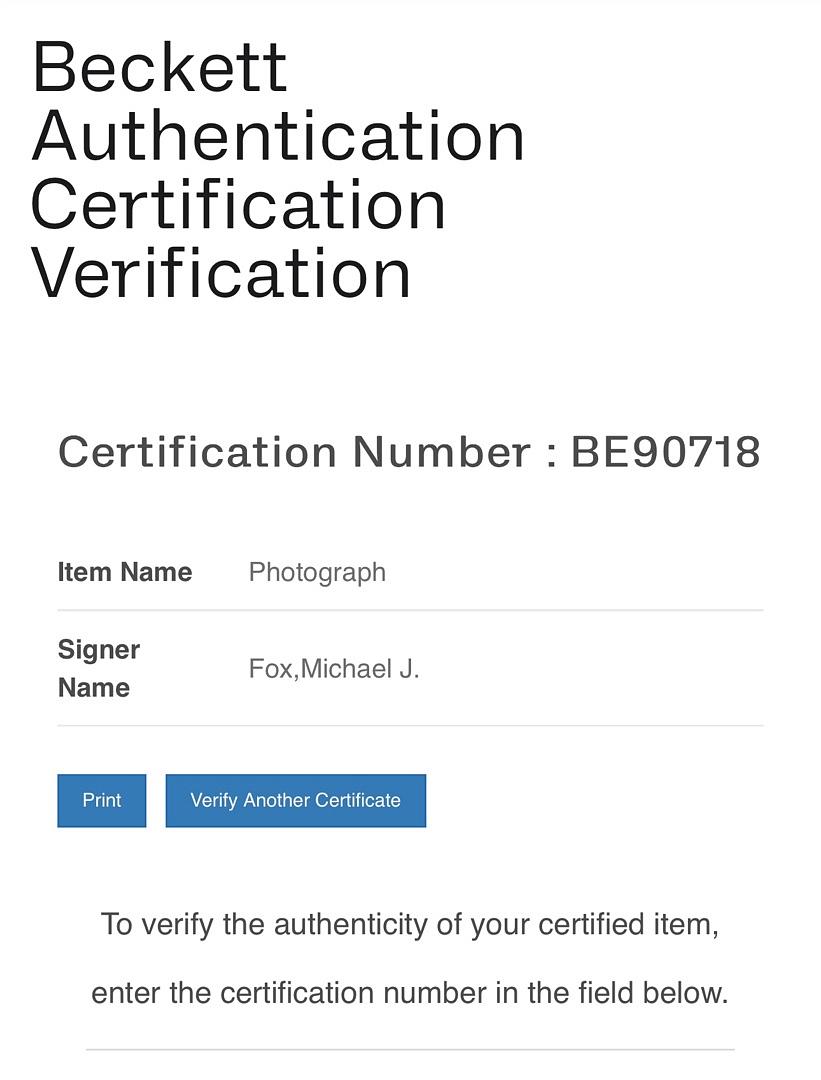 Michael J. Fox Signed 8X10 Photo (Back To The Future) - Beckett COA #01