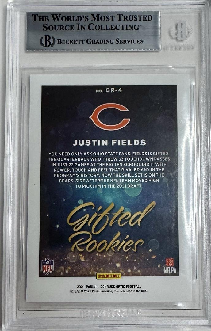 2021 Justin Fields Donruss Optic RC Gifted Rookie Panin - Beckett COA