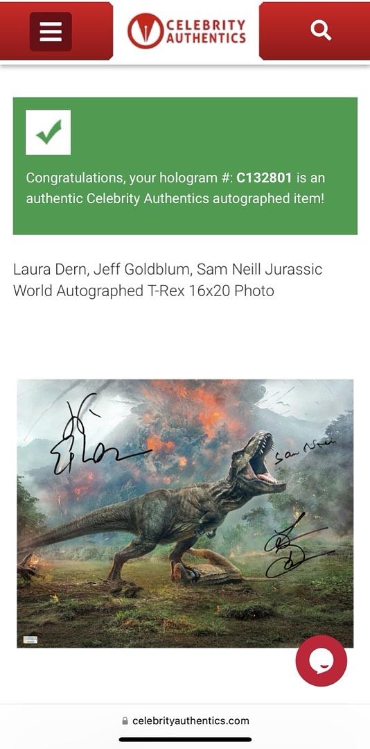 Sam Neill Laura Dern Jeff Goldblum Signed 16x20 (Jurasic World) - Celebrity Authentics