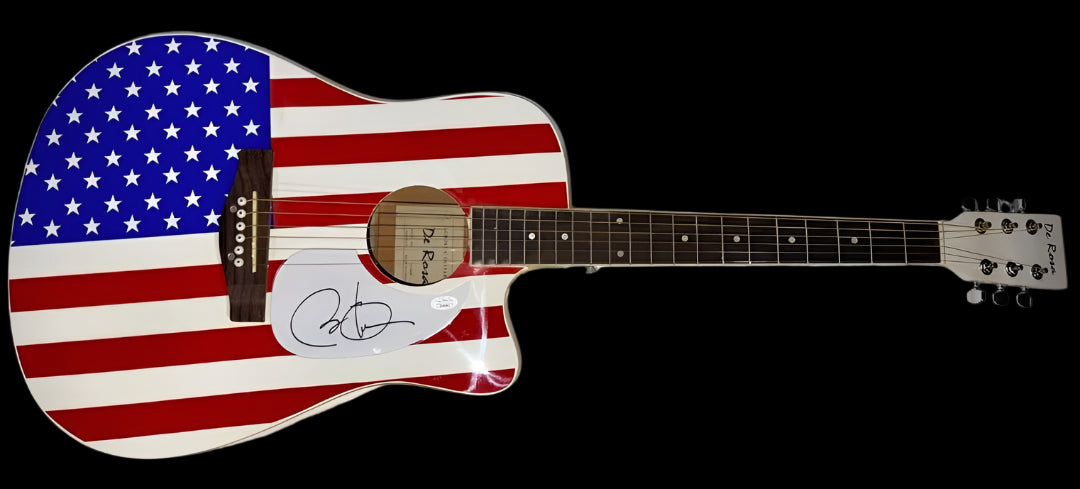 Barack Obama Signed American Flag Guitar - JSA COA #01