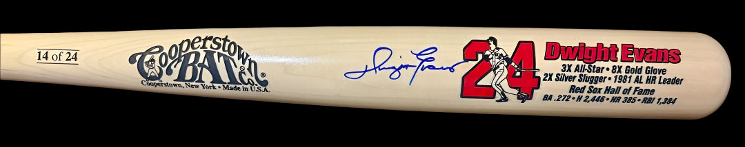 Dwight Evans Autographed Cooperstown Bat Company Baseball Bat Limited Edition #14/24 w/Sure Shot COA
