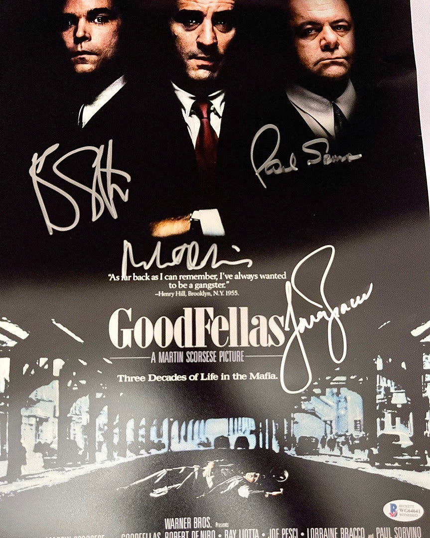 Robert DeNiro, Ray Liotta, Paul Sorvino, Lorraine Bracco Signed 11x17 Goodfellas Mini-Poster - Beckett COA