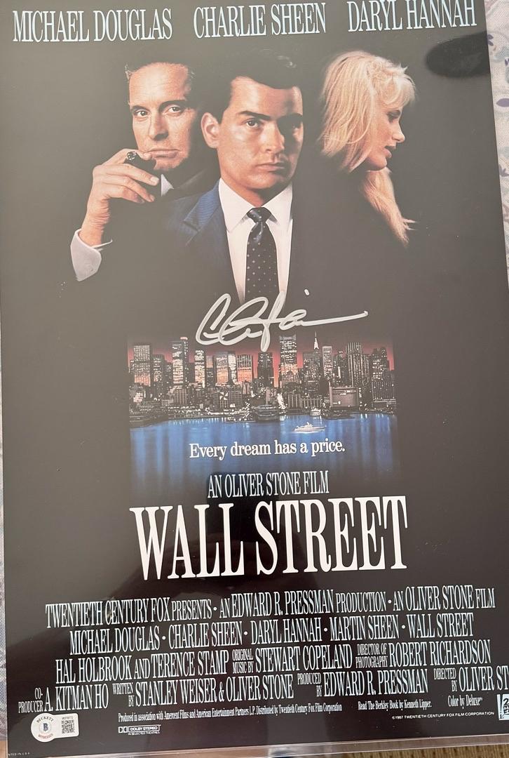 Charlie Sheen Signed 12x18 Photo (Wall Street) - Beckett COA