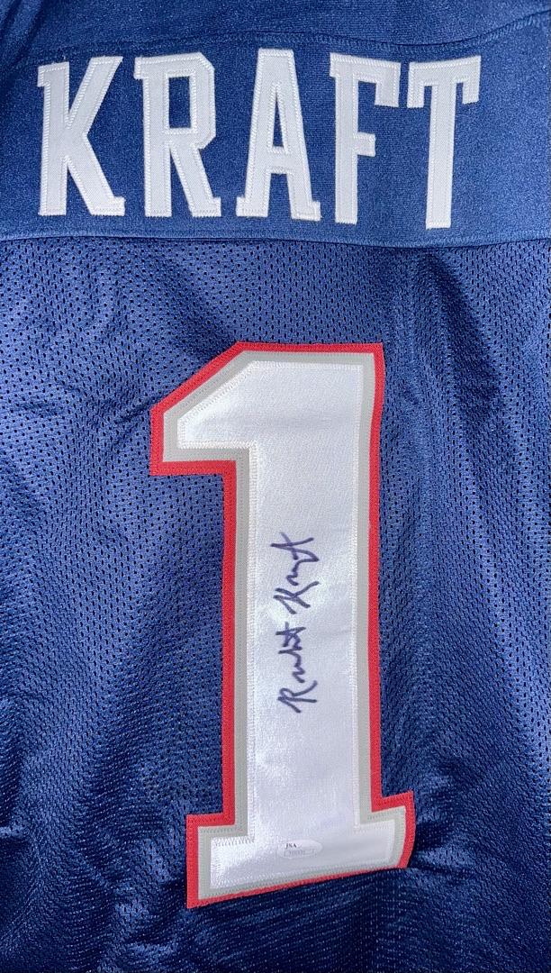 Robert Kraft Signed Custom Patriots Blue Jersey *VERY RARE* - JSA COA