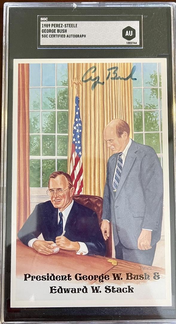 George Bush Signed 1989 Perez-Steele Card - SGC