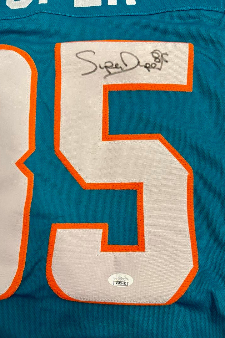 Mark Duper Signed Custom Dolphins Jersey - JSA COA