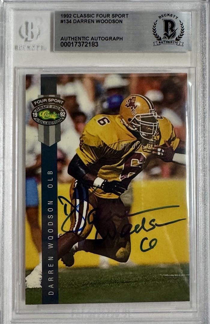 Darren Woodson 1992 Classic Four Sport Signed Card - Beckett COA #01