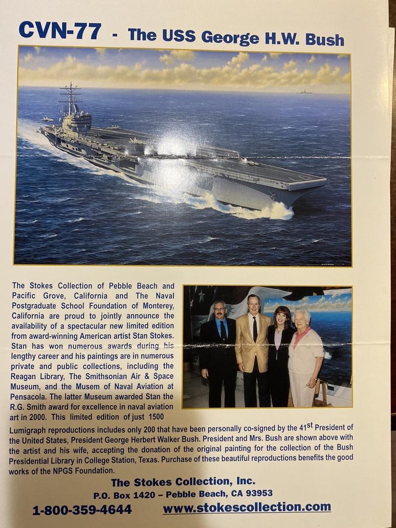 George Bush/Stan Stokes 30x20 - 46/200 signed limited edition print R&R Auction COA