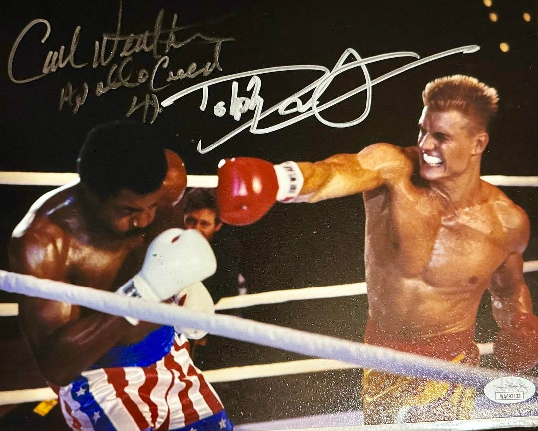 Dolph Lundgren and Carl Weathers 8x10 - JSA COA