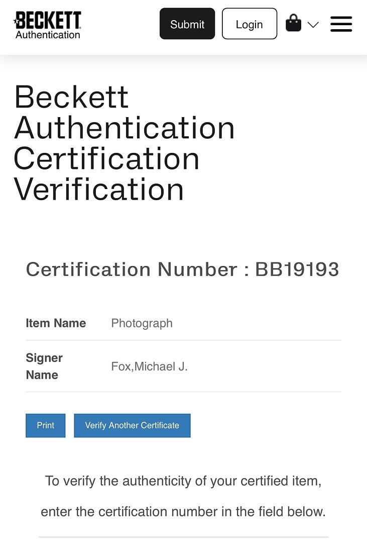 Michael J. Fox Signed 8X10 Photo (Back To The Future) - Beckett COA #04