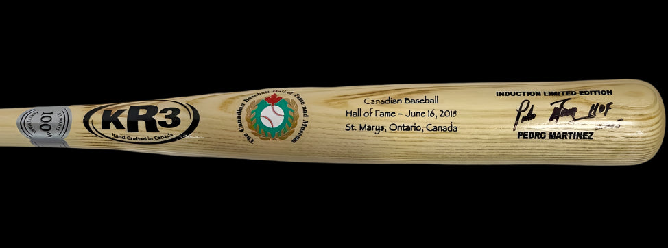 Pedro Martinez Autographed Limited Edition Blonde Canadian Baseball HOF Bat w/Inscription #23/100