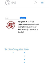 John Cusack signed baseball w/Buck Weaver inscription - Schwartz COA