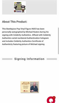 Michael Keaton Signed Funko Pop #605 "Beetlejuice" -  Celebrity Authentics