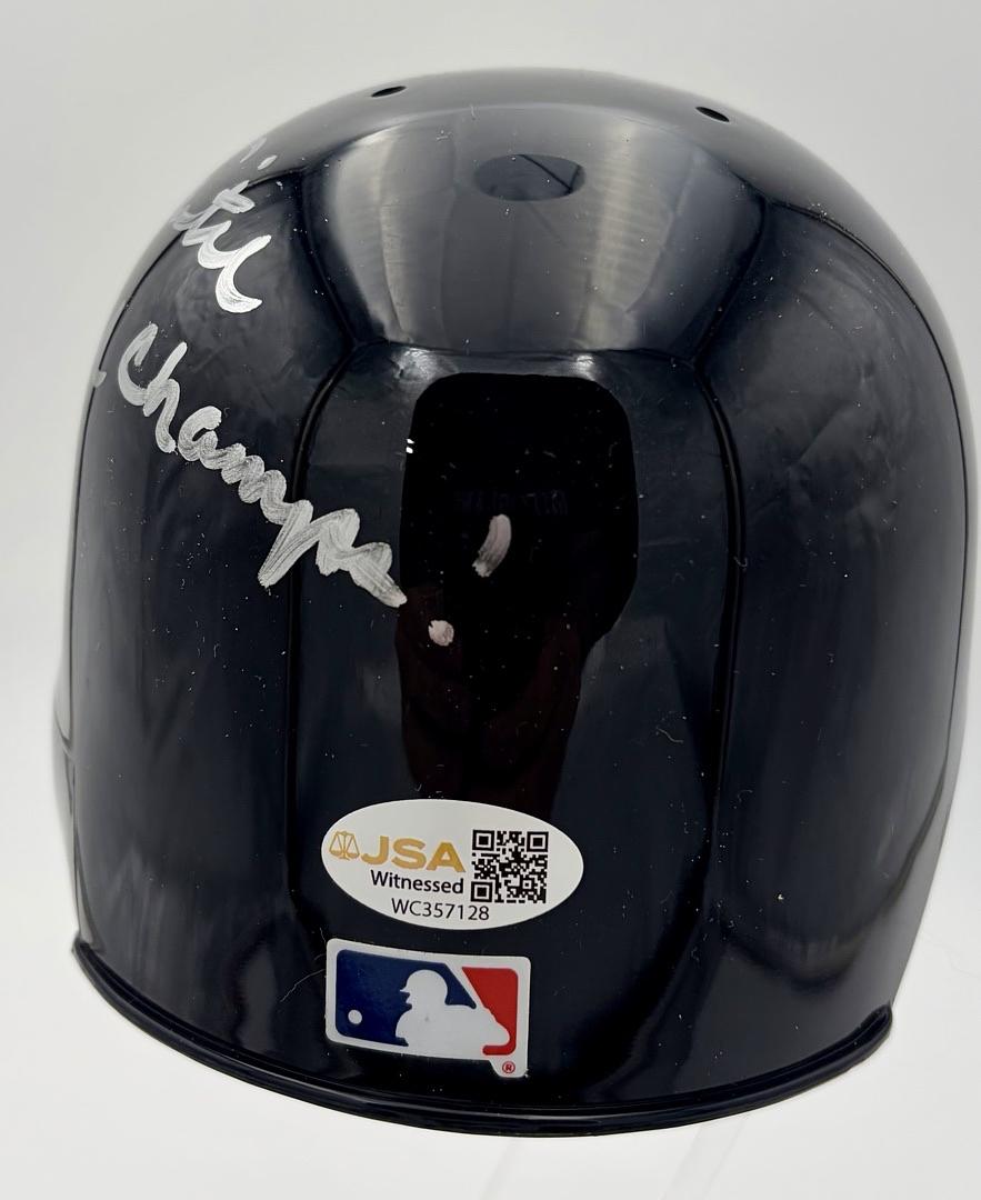 Jason Varitek signed 2004 World Series mini batting helmet (Red Sox) w/inscription - JSA COA