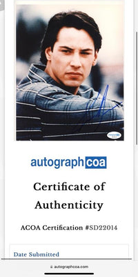 Keanu Reeves "Point Break" signed 8x10 - ACOA COA