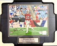 Drake Maye signed, framed 8x10 (framed to 11x14)(Patriots) - Fanatics COA