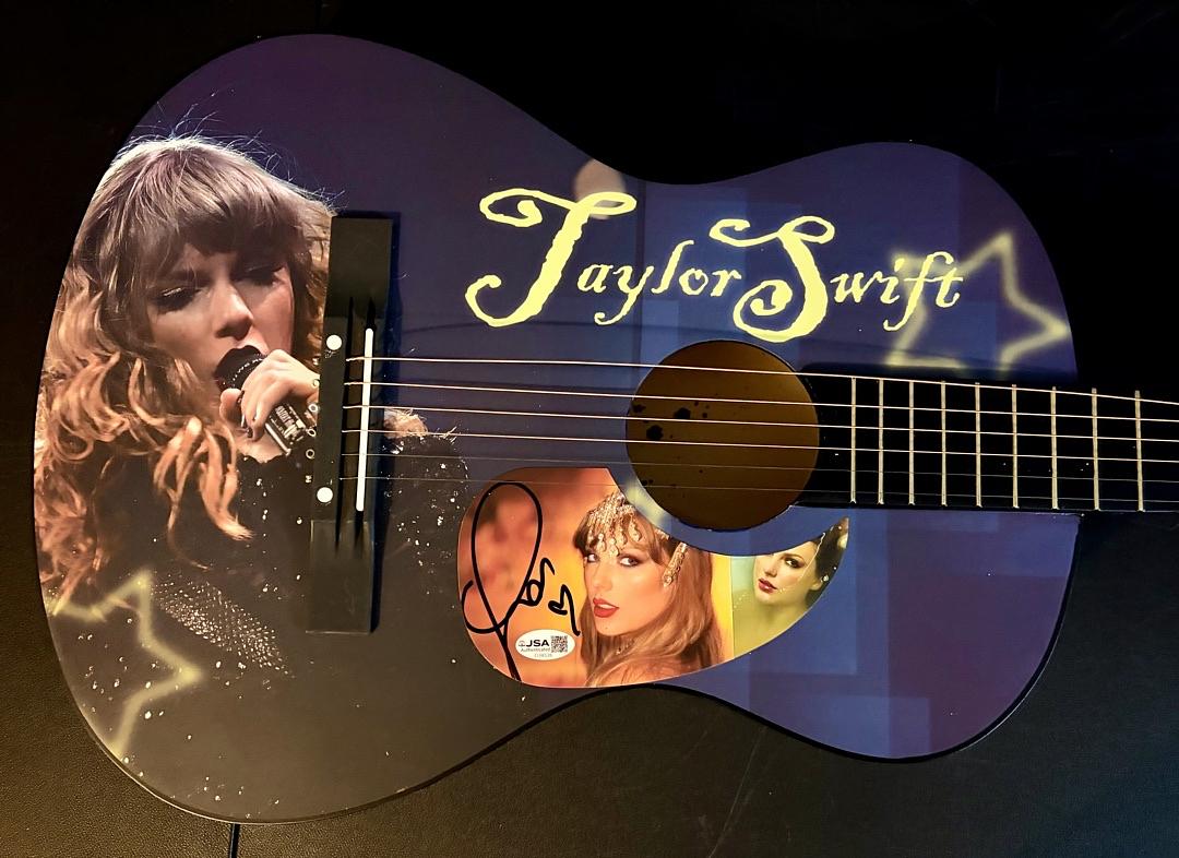 Taylor Swift Signed Purple/Picture Guitar - JSA COA