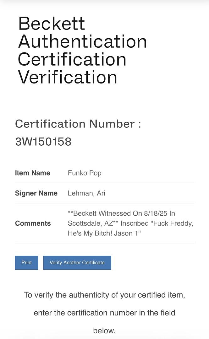 Ari Lehman signed Funko #01 w/quote (Friday the 13th) - Beckett COA