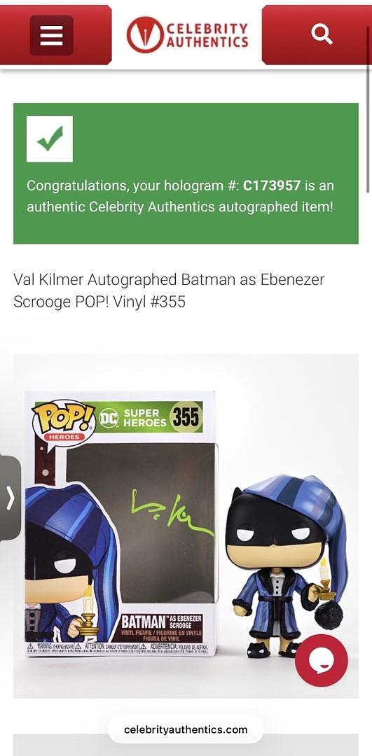 Val Kilmer Signed Funko Pop #355 (Batman as Ebenezer Scrooge) *RARE*-Celebrity Authentics COA