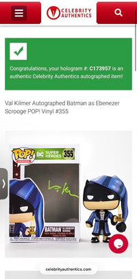 Val Kilmer Signed Funko Pop #355 (Batman as Ebenezer Scrooge) *RARE*-Celebrity Authentics COA