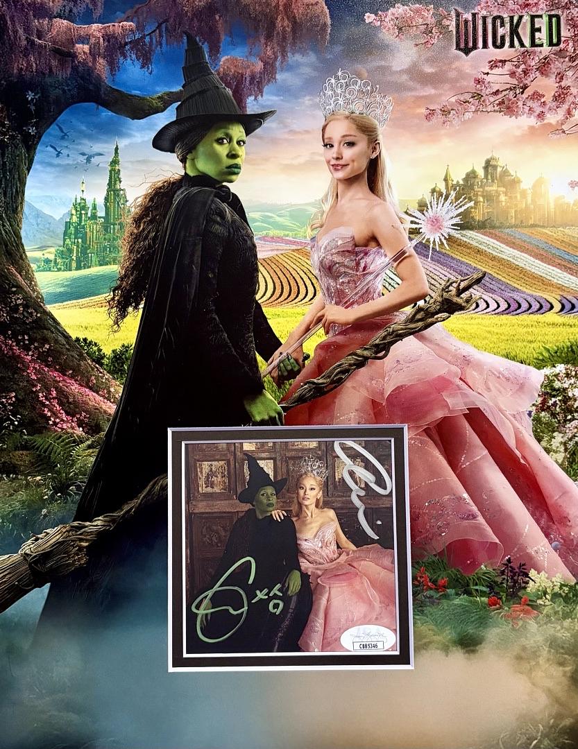 Cynthia Erivo & Ariana Grande Mounted Signed Wicked CD Insert 11x14  - JSA COA