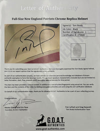 Tom Brady Autographed Full Size Chrome Replica Footbal Helmet Tristar & GOAT COA