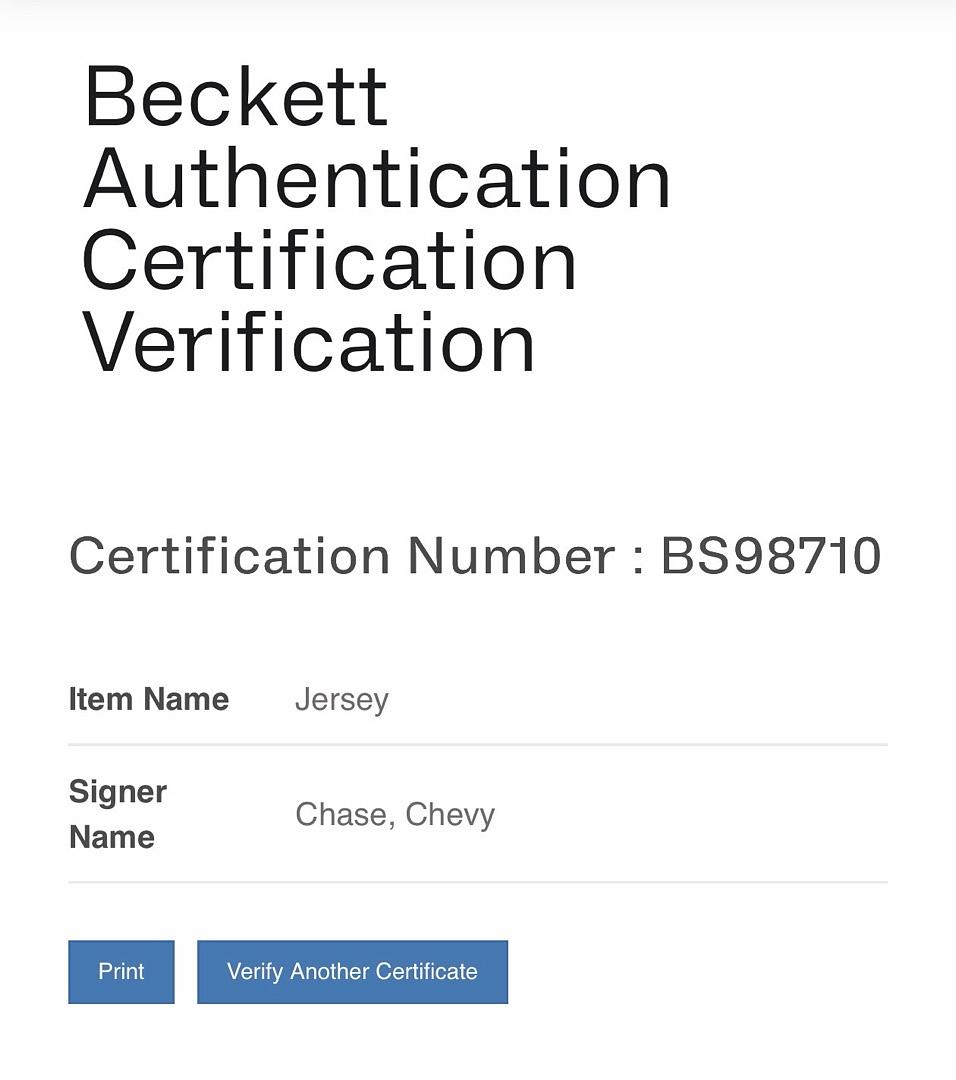 Chevy Chase signed Blackhawks Jersey - Beckett COA