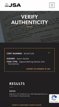 Jason Varitek signed full size replica batters helmet w/multiple inscriptions (Red Sox) - JSA COA