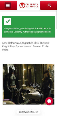 Anne Hathaway sexy signed 11x14 "Batman" - Celebrity Authentics COA