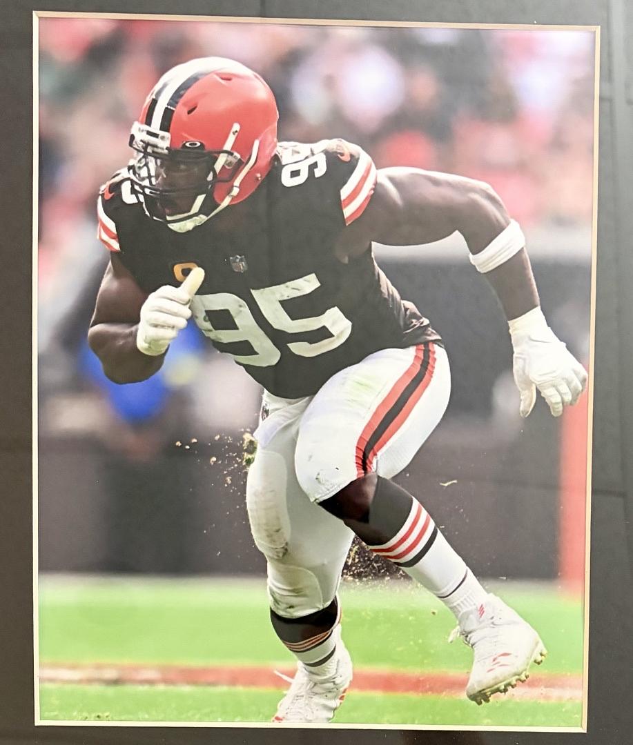 Myles Garrett 34x42 signed framed Browns Jersey - Beckett COA