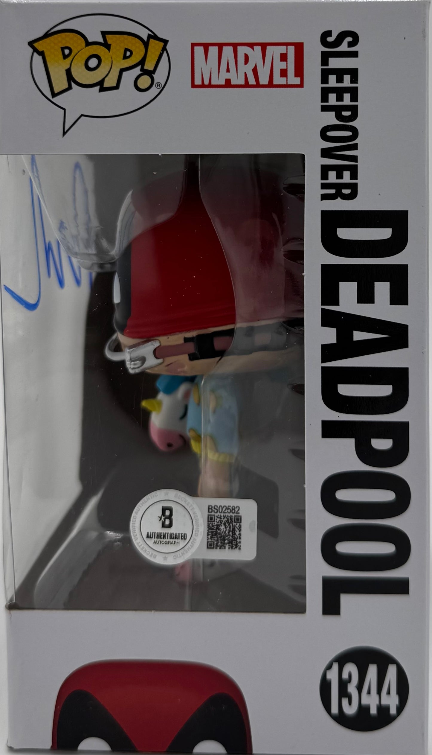 Ryan Reynolds Signed Funko Pop #1344 Deadpool (Blue Ink) - Beckett COA