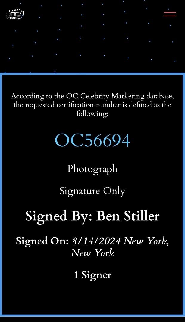 Ben Stiller signed 11x14 (Tropic Thunder) - JSA COA