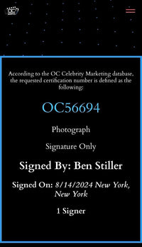 Ben Stiller signed 11x14 (Tropic Thunder) - JSA COA