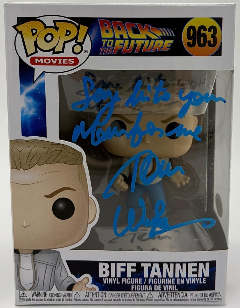 Tom Wilson signed Funko #963 (Back to the Future) w/quote - ACOA COA
