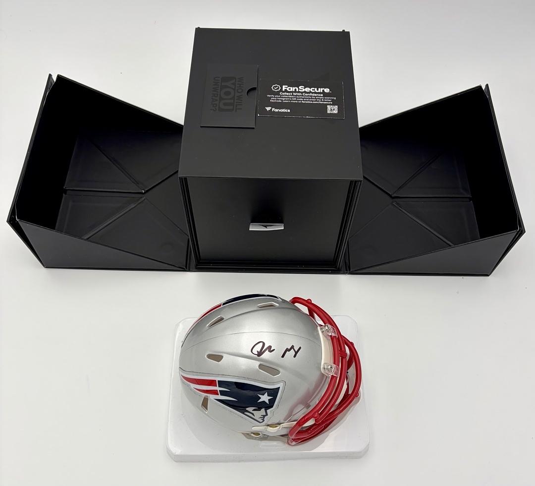 Drake Maye Under Wraps Signed Patriots Mini Helmet  - Fanatics COA