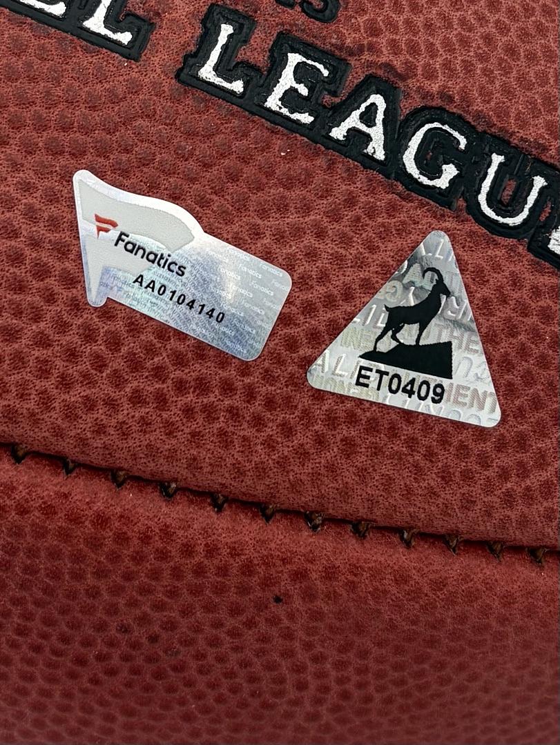 Tom Brady Autographed NFL Duke Super Bowl XLIX Football Fanatics and GOAT COA
