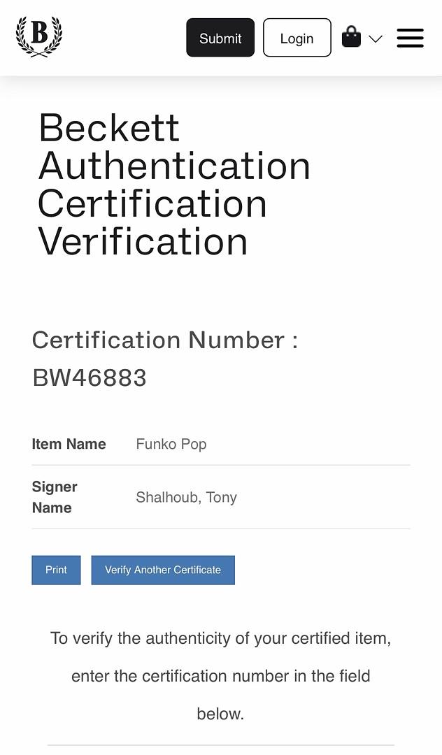 Tony Shalhoub signed "Adrian Monk" signed Funko #1795 (Monk) - Beckett COA