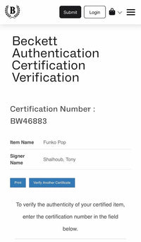 Tony Shalhoub signed "Adrian Monk" signed Funko #1795 (Monk) - Beckett COA