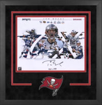 Tom Brady 31x30 framed signed 16x20 - 7x Super Bowl Champion Collage - Fanatics COA