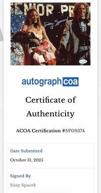 Sissy Spacek signed 8x10 (Carrie) - ACOA COA