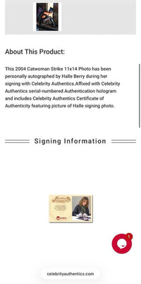 Halle Berry signed 11x14 (Catwoman) - Celebrity Authentics COA