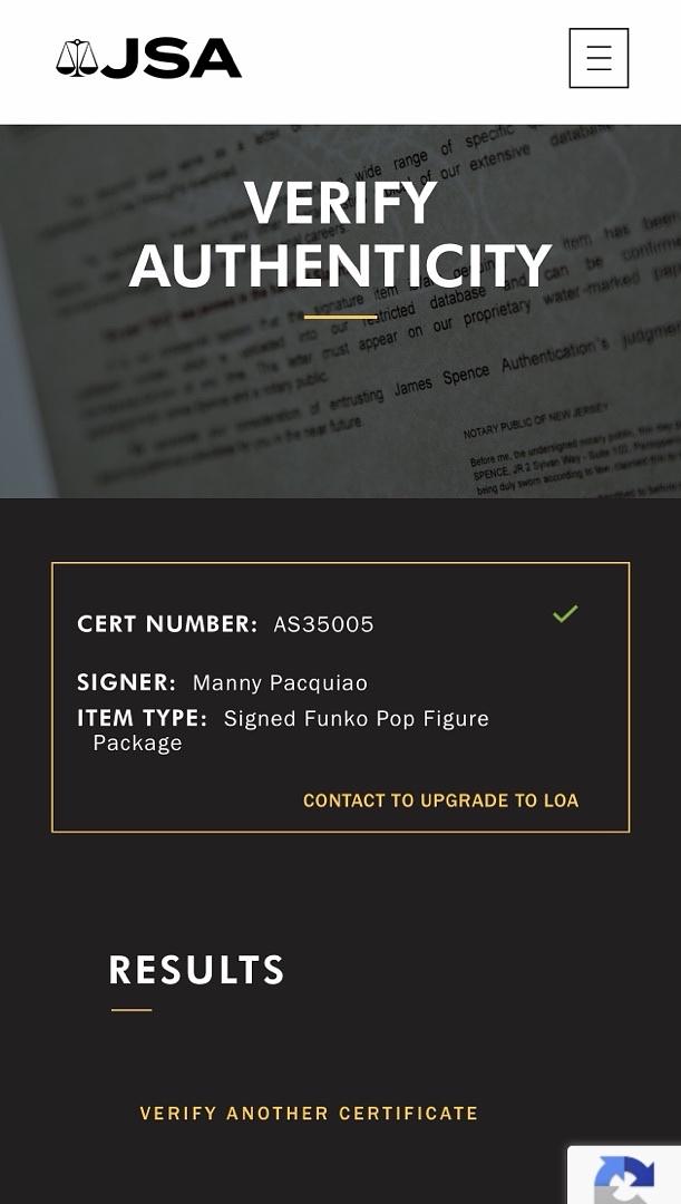 Manny Pacquiao signed Funko #37 **VERY RARE** - JSA COA