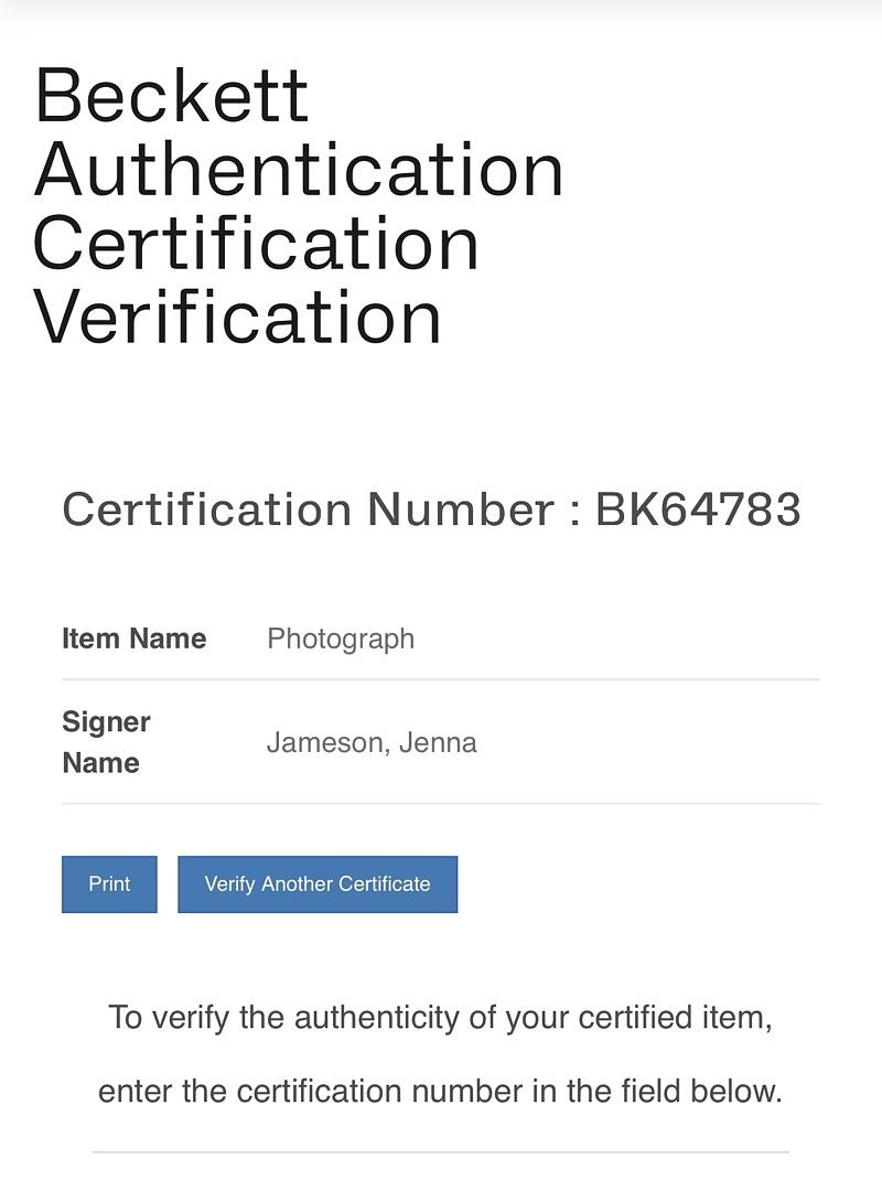 Jenna Jameson Sexy 11x14 Photo - Beckett COA