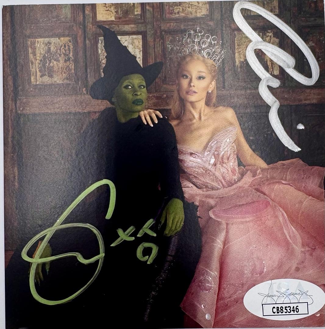 Cynthia Erivo & Ariana Grande Mounted Signed Wicked CD Insert 11x14  - JSA COA