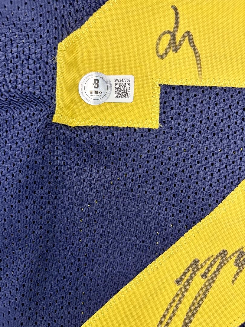 Michigan 2023 National Champs Team Signed Jersey: McCarthy,Doman, McBurrows, Crippen, Berry, El-Hadi, Harris, Guy, Taylor, Rolder, Walker  - Beckett COA