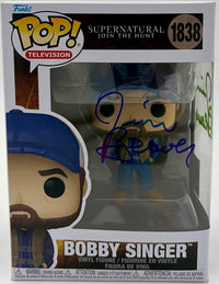 Jim Beaver signed "Bobby Singer" Funko #1838 (Supernatural) signed twice - Official Pix COA
